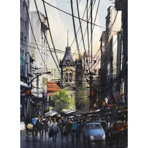 Sarfraz Musawir, 11 x 15 Inch, Watercolor on Paper, Cityscape Painting, AC-SAR-139